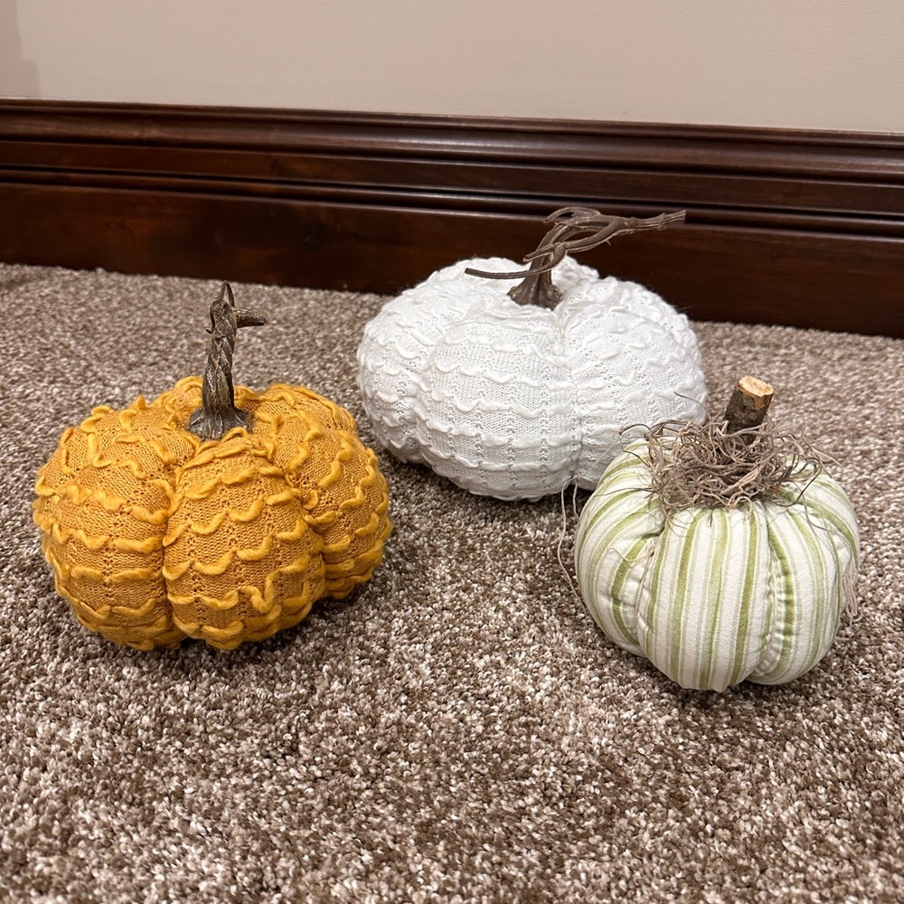 3 cute Fall Fabric Pumpkins